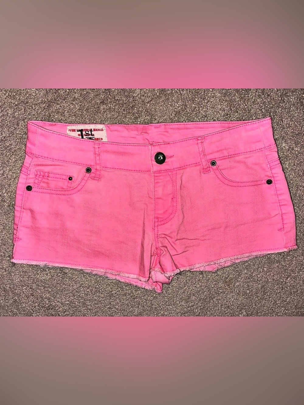 1st Kiss Junior’s Pink Raw Hem Jean Shorts